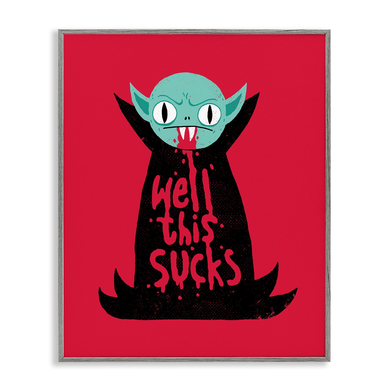 Well This Sucks Vampire Drinking Blood Witty Phrase Framed Giclee Art